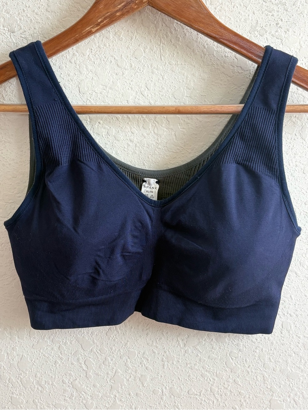 Spanx Breast Of Both Worlds Size XL Reversible Tank Comfort Bra Navy/Gray